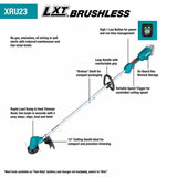 Makita XRU23Z 18V LXT® Lithium-Ion Brushless Cordless 13" String Trimmer (Tool Only) - 2
