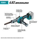 Makita XSB01TJ 18V LXT Lithium-Ion Brushless Cordless 3/8" x 21" Detail Belt Sander Kit, Bag (5.0Ah) - 6