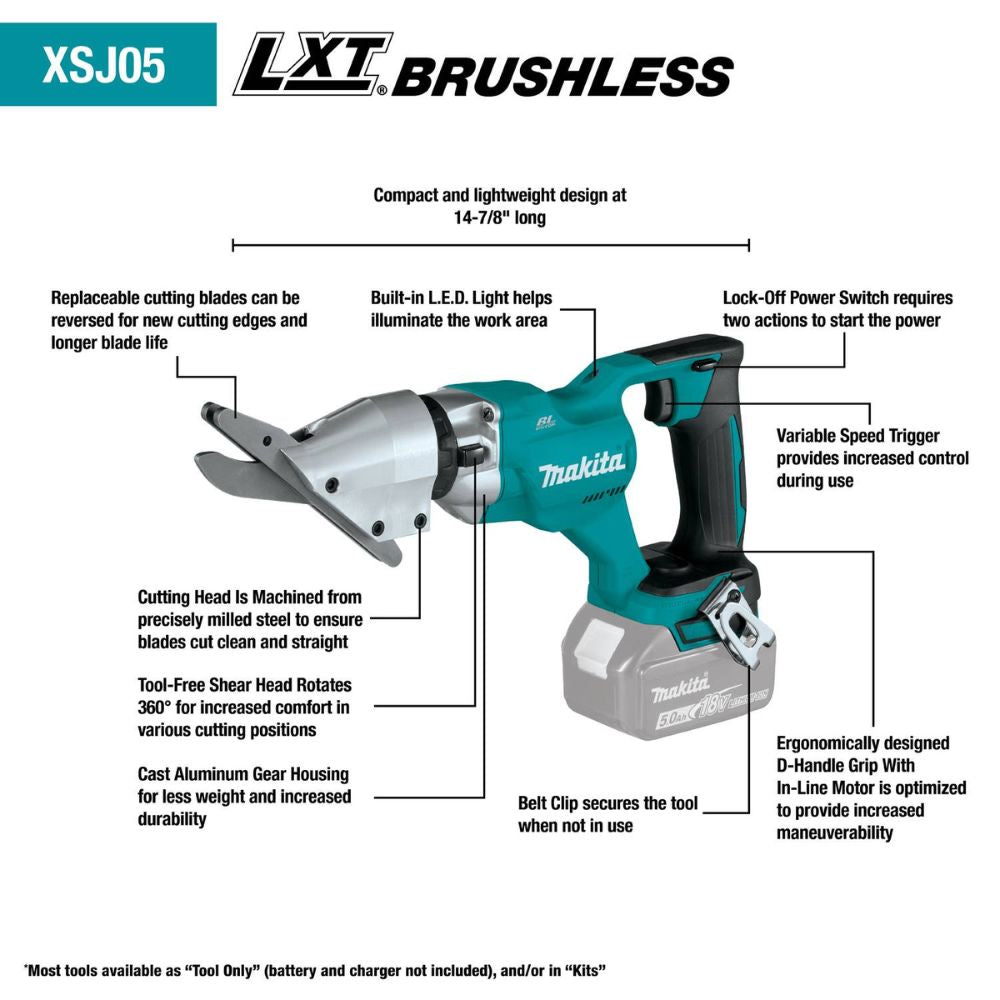 Makita XSJ05T 18V LXT Lithium-Ion Brushless Cordless 1/2" Fiber Cement Shear Kit (5.0Ah) - 2