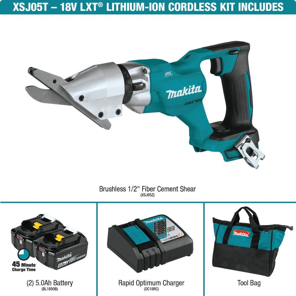 Makita XSJ05T 18V LXT Lithium-Ion Brushless Cordless 1/2" Fiber Cement Shear Kit (5.0Ah) - 6