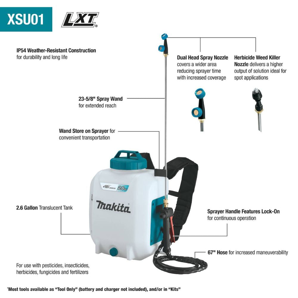 Makita XSU01SM1 18V LXT Lithium-Ion Cordless 2.6 Gallon Backpack Sprayer Kit (4.0Ah) - 2