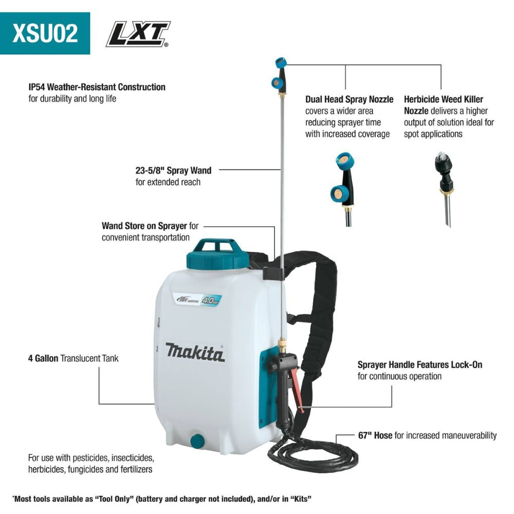 Makita XSU02SM1 18V LXT Lithium-Ion Cordless 4 Gallon Backpack Sprayer Kit (4.0Ah) - 2