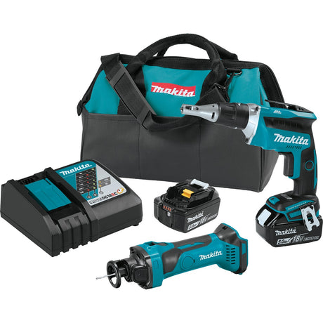 Makita XT255T 18V LXT Li-Ion Cordless Drywall Screwdriver and Cut-Out Tool Kit (5.0Ah)