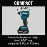 Makita XT452T 18V LXT Lithium-Ion Brushless Cordless 4 Pc. Combo Kit, XPH14Z, XDT14Z, XSH03Z, DML815, bag (5.0Ah) - 10