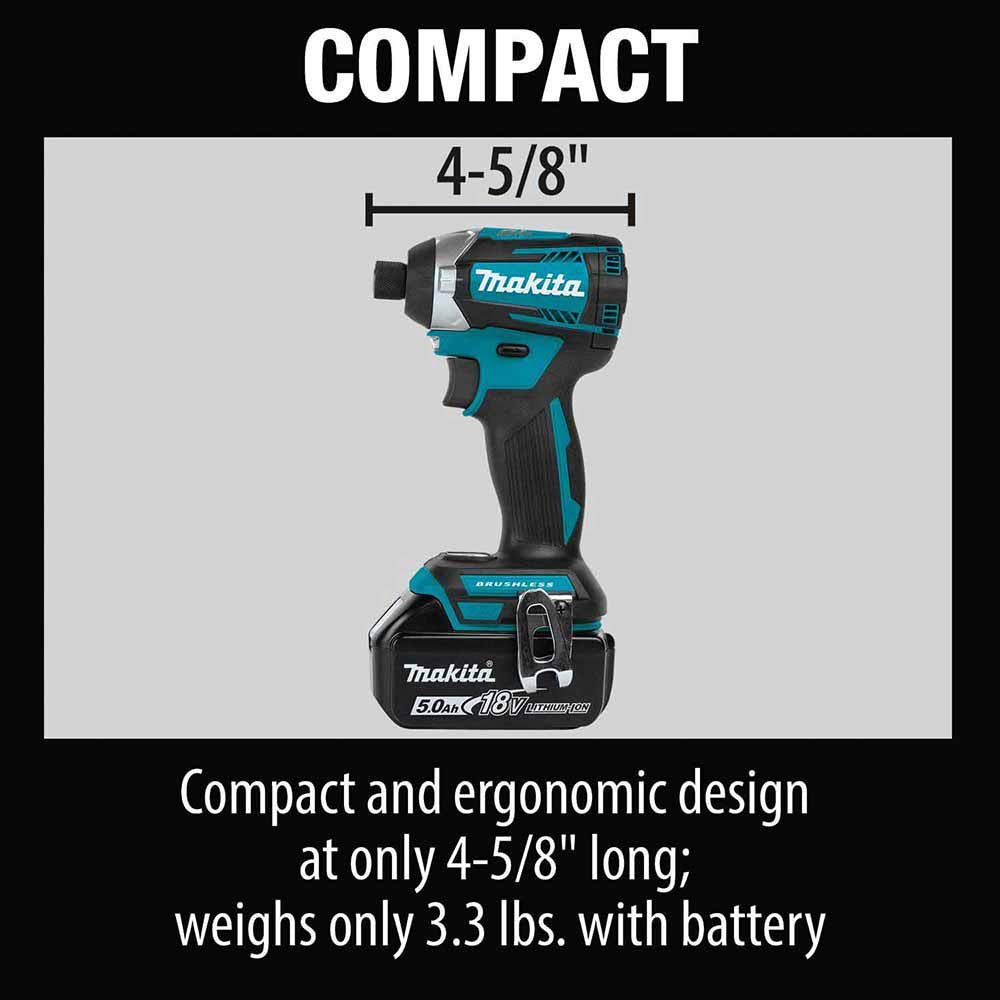 Makita XT453T 18V LXT Lithium-Ion Brushless Cordless 4 Pc. Combo Kit, XPH14Z, XDT14Z, XRJ05Z, DML815, bag (5.0Ah) - 13