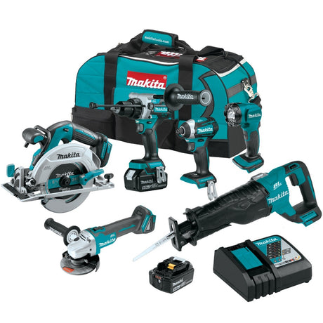Makita XT616T 18V LXT Lithium-Ion Brushless Cordless 6 Pc Combo Kit with 5.0Ah Batteries (6 Piece Kit)