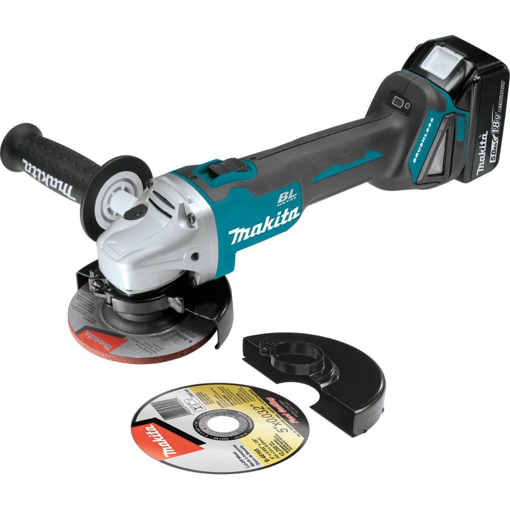 Makita XT707PT 18V LXT Lithium-Ion Brushless Cordless 7 Pc. Combo Kit, XPH14Z, XDT14Z, XRJ05Z, XSH03Z, XAG04Z, XRM06B, DML815, dual port charger, bag (5.0Ah) - 5