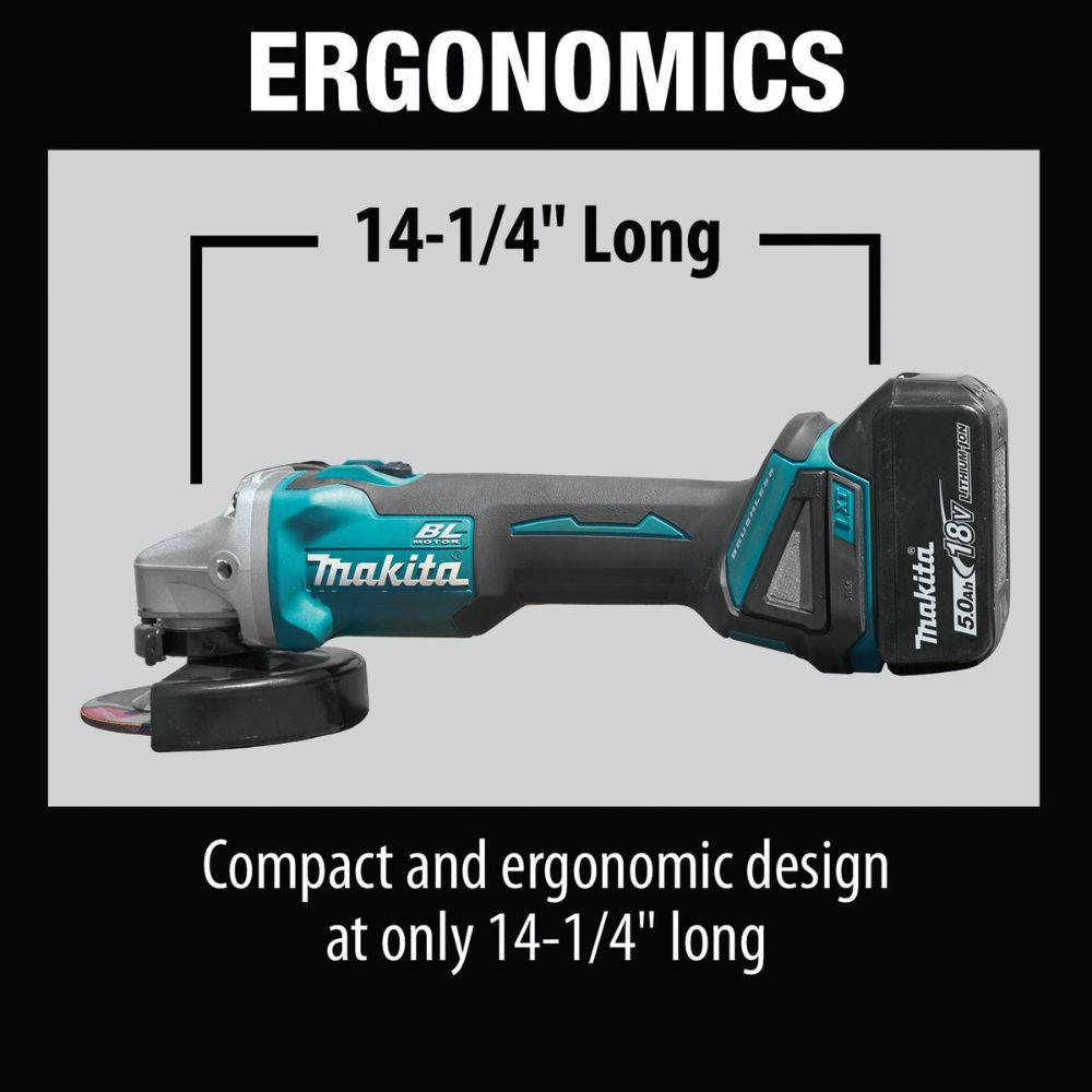 Makita XT707PT 18V LXT Lithium-Ion Brushless Cordless 7 Pc. Combo Kit, XPH14Z, XDT14Z, XRJ05Z, XSH03Z, XAG04Z, XRM06B, DML815, dual port charger, bag (5.0Ah) - 13