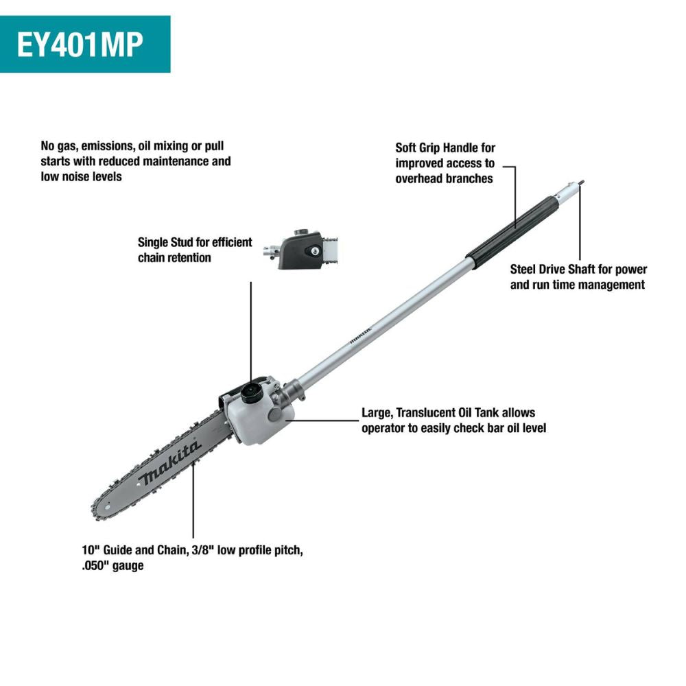 Makita XUX02SM1X4 18V LXT Lithium-Ion Brushless Cordless Couple Shaft Power Head Kit w/ 13" String Trimmer & 10" Pole Saw Attachments, with one battery (4.0Ah) - 4