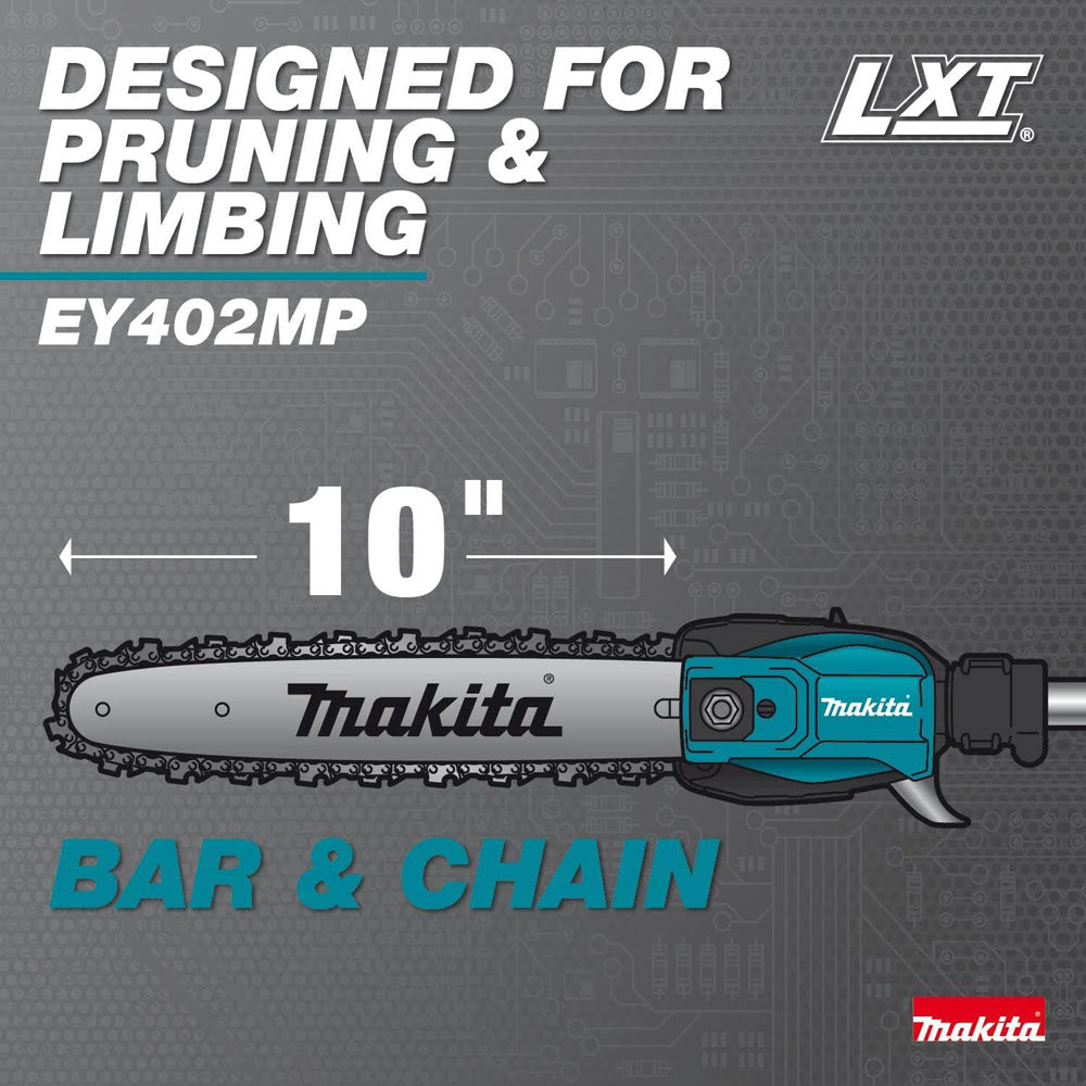 Makita XUX02SM1X5 18V LXT Brushless Couple Shaft Power Head Kit w/ String Trimmer, Pole Saw & Articulating Hedge Trimmer Attachments (4.0Ah) - 10