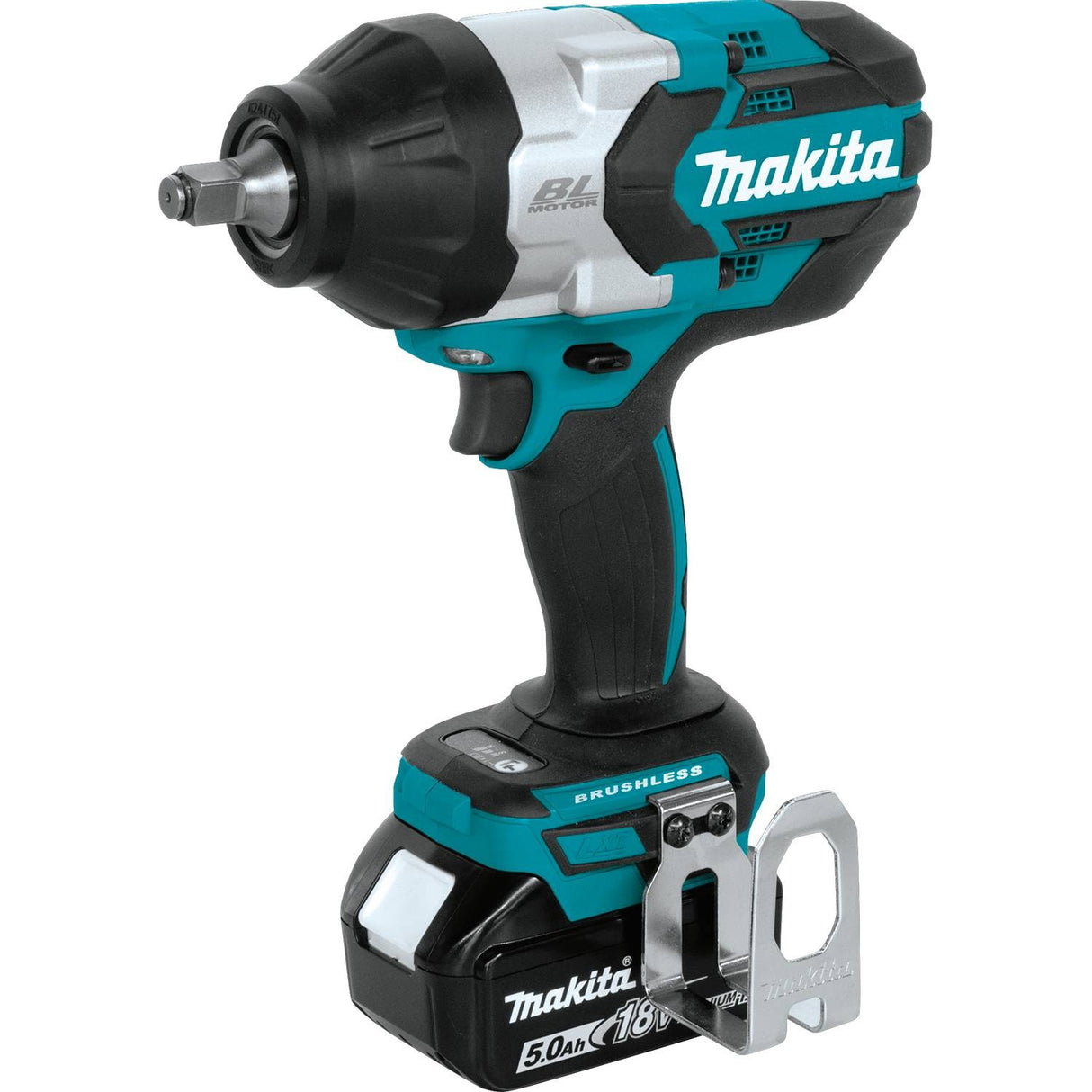 Makita XWT08T 18V LXT Li-Ion Brushless Cordless High Torque 1/2" Square Impact Wrench Kit, 5.0 Ah - 2