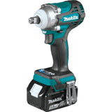 Makita XWT14T 18V LXT Lithium-Ion Brushless Cordless 4-Speed 1/2" Sq. Drive Impact Wrench Kit w/ Friction Ring Anvil, var. spd., rev., L.E.D. Light, bag (5.0Ah) - 3