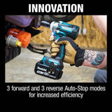 Makita XWT14T 18V LXT Lithium-Ion Brushless Cordless 4-Speed 1/2" Sq. Drive Impact Wrench Kit w/ Friction Ring Anvil, var. spd., rev., L.E.D. Light, bag (5.0Ah) - 7