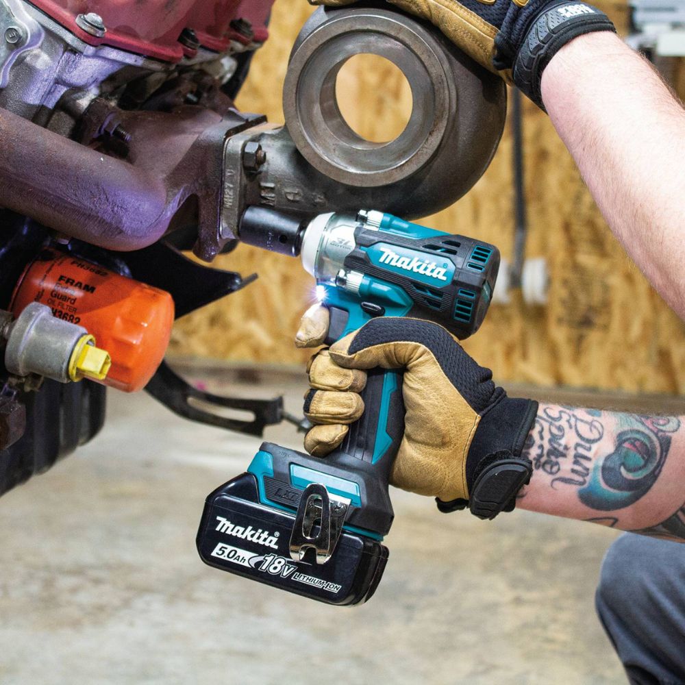 Makita XWT14T 18V LXT Lithium-Ion Brushless Cordless 4-Speed 1/2" Sq. Drive Impact Wrench Kit w/ Friction Ring Anvil, var. spd., rev., L.E.D. Light, bag (5.0Ah) - 10