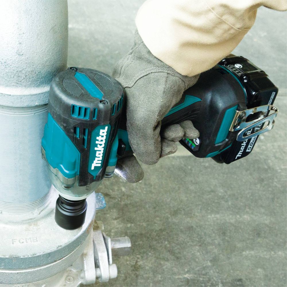 Makita XWT14T 18V LXT Lithium-Ion Brushless Cordless 4-Speed 1/2" Sq. Drive Impact Wrench Kit w/ Friction Ring Anvil, var. spd., rev., L.E.D. Light, bag (5.0Ah) - 12