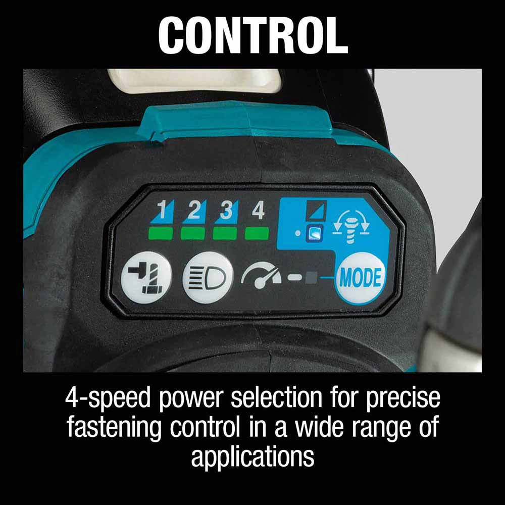 Makita XWT17T 18V LXTBrushless Cordless 4-Speed Mid-Torque 1/2" Sq. Drive Impact Wrench Kit - 6