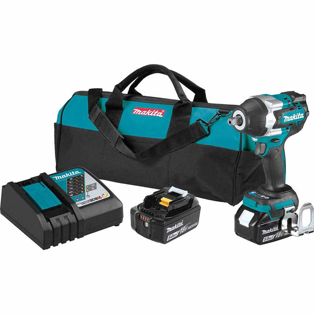 Makita XWT18T 18V LXT Brushless 4-Speed Mid-Torque 1/2" Sq. Drive Impact Wrench Kit w/ Detent Anvil