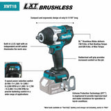 Makita XWT18T 18V LXT Brushless 4-Speed Mid-Torque 1/2" Sq. Drive Impact Wrench Kit w/ Detent Anvil - 2