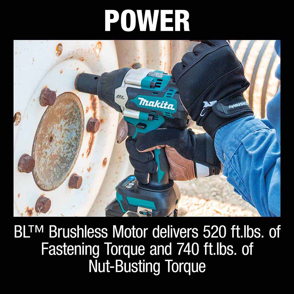 Makita XWT18T 18V LXT Brushless 4-Speed Mid-Torque 1/2" Sq. Drive Impact Wrench Kit w/ Detent Anvil - 4