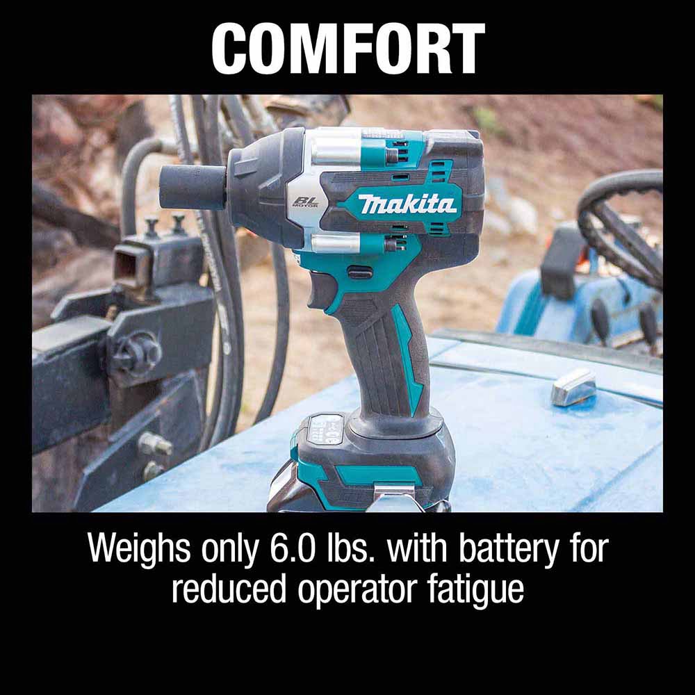 Makita XWT18T 18V LXT Brushless 4-Speed Mid-Torque 1/2" Sq. Drive Impact Wrench Kit w/ Detent Anvil - 7