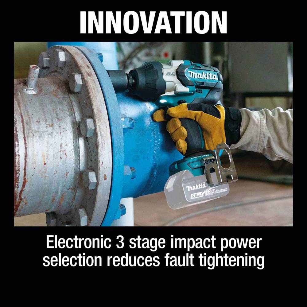 Makita XWT19Z 18V LXT Lithium-Ion Brushless Cordless 3-Speed 1/2" Sq. Drive Impact Wrench w/ Detent Anvil, Tool Only - 10