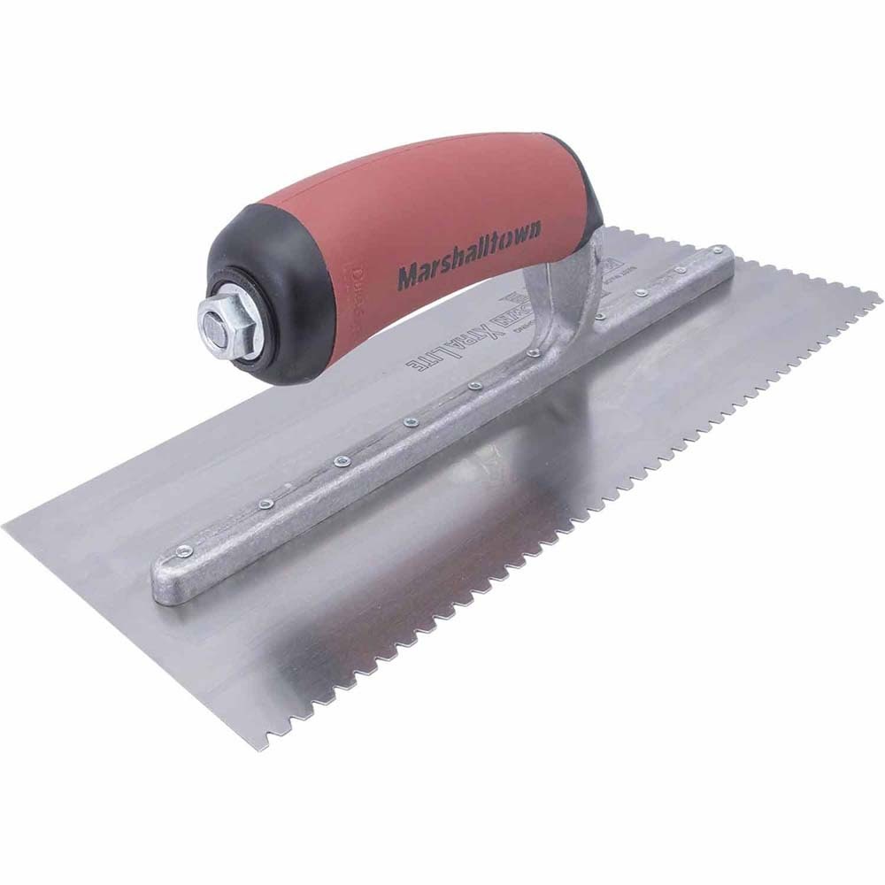 MarshallTown 661SD 1/8" V-Notch Cut-Back Notched Trowel with DuraSoft Handle - 3