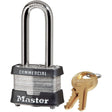 MasterLock 3KALHA116 No. 3 2 Inch Long Shackle Laminated Steel Padlock with Keys (1 Pack)