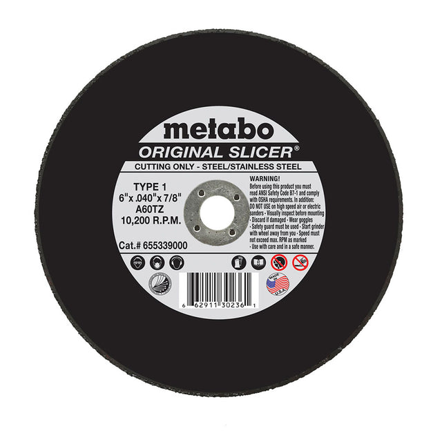 Metabo 655339000 6"x.040"x7/8" Type-1 A60TZ Original Slicer Cutting Wheel 50 Pack