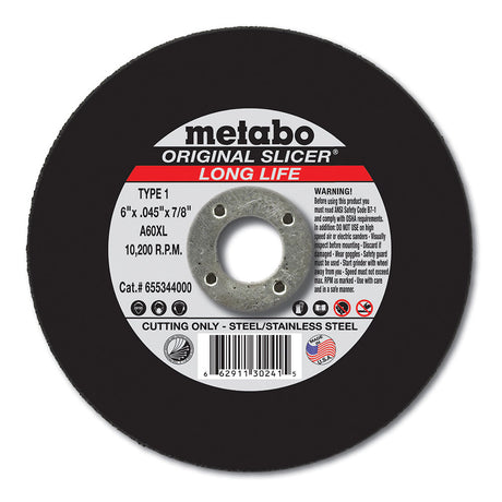 Metabo 655344000 6"x.045"x7/8" Type-1 A60XL Long Life Original Slicer Cutting Wheel 50 Pack