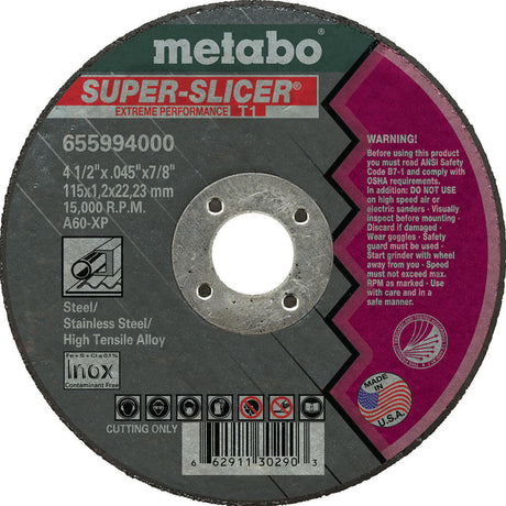 Metabo 655994000 4.5"x.045"x7/8" Type-1 A60XP Super Slicer Cutting Wheel 50 Pack