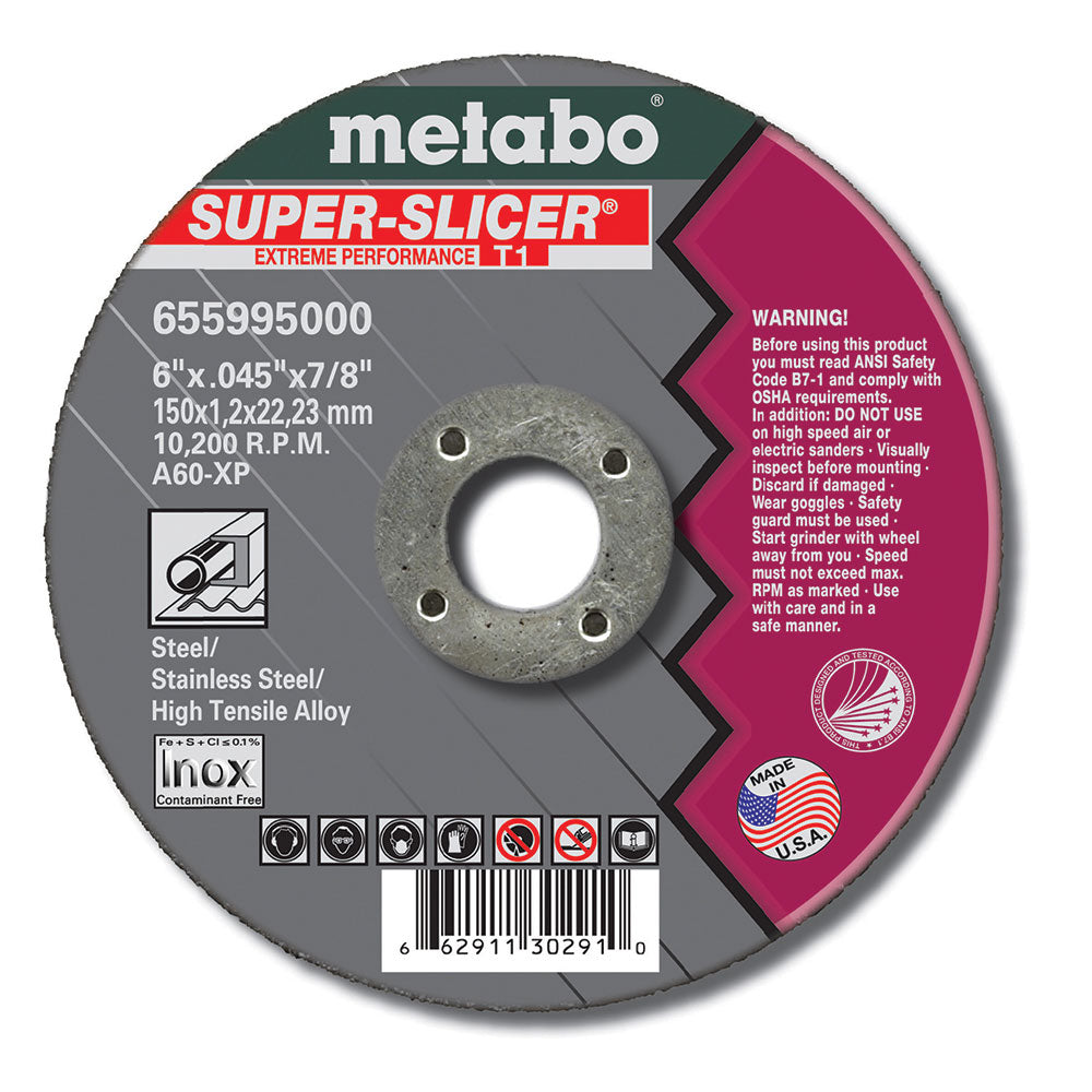 Metabo 655995000 6"x.045"x7/8" Type 1 A60XP Super Slicer Cutting Wheel 50 Pack