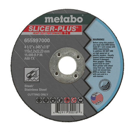 Metabo 655997000 4.5"x.045"x7/8" Type 1 A60TX Slicer Plus Cutting Wheel 50 Pack