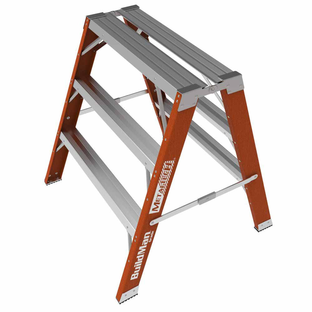 Metal Tech E-WSFB36T1A 3' Buildman Fiberglass Step Up Work Bench/Sawhorse Stand - 2