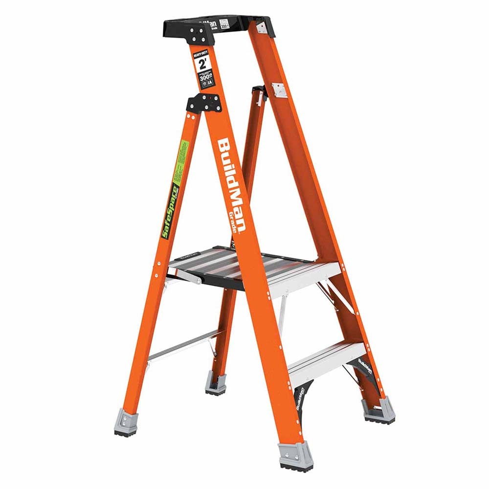 Metal Tech E-PSFB2T1A 2' Safespace Platform Fiberglass Step Ladder