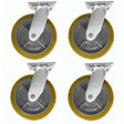 Metal Tech I-DCC8001 8" Yellow Polyurethane Caster Set with Brake and Directional Lock