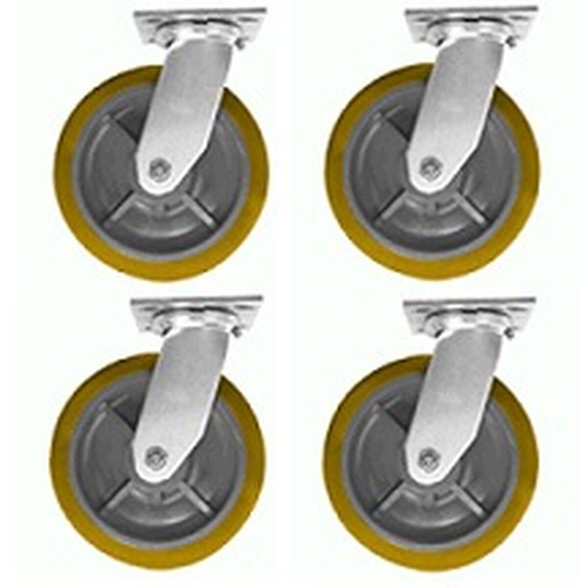 Metal Tech I-DCC8001 8" Yellow Polyurethane Caster Set with Brake and Directional Lock