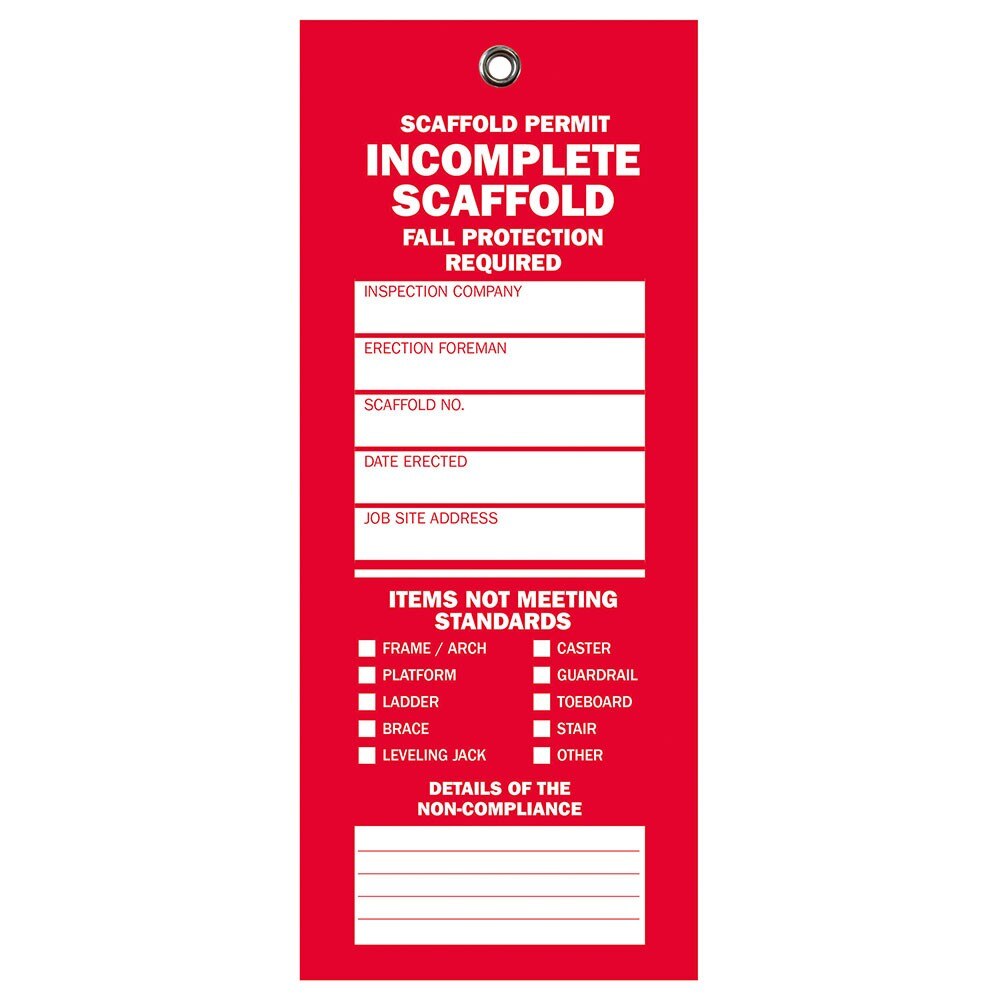 Metal Tech M-TRDUS Incomplete Scaffold Tag