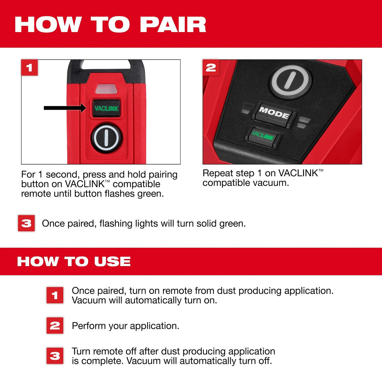 Milwaukee 0952-20 VACLINK Wireless Dust Control Remote - 4