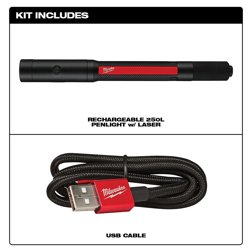 Milwaukee 2010R Milwaukee® Rechargeable 250L Penlight w/ Laser - 2