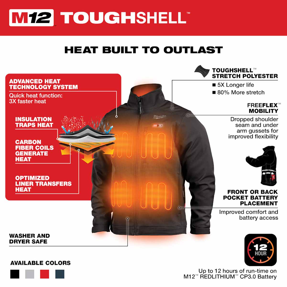 Milwaukee 204B-20 M12 Heated ToughShell™ Jacket Only (Black) - 10