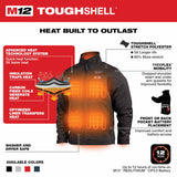 Milwaukee 204B-20 M12 Heated ToughShell™ Jacket Only (Black) - 10