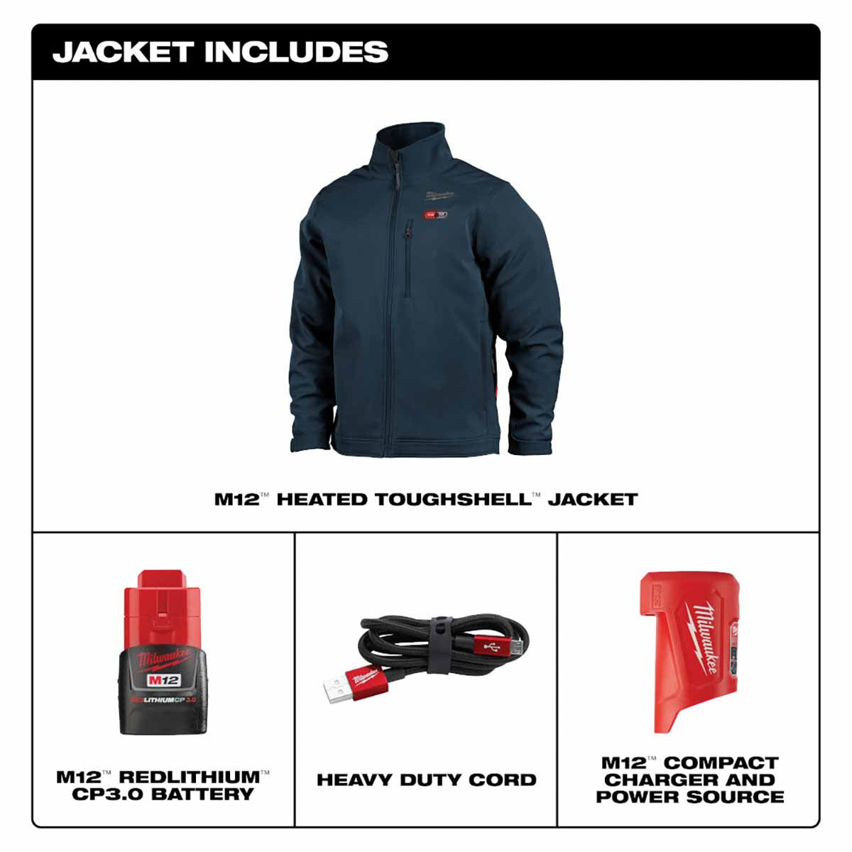 Milwaukee 204BL-21 M12 Heated ToughShell™ Jacket Kit (Navy Blue) - 9