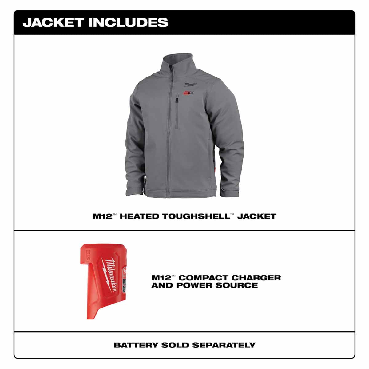 Milwaukee 204G-20 M12 Heated ToughShell™ Jacket Only (Gray) - 10