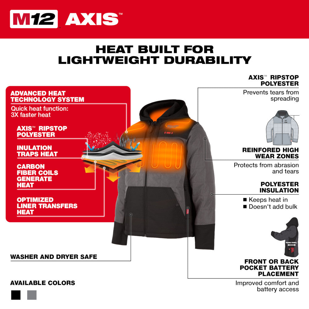 Milwaukee 205B-21 M12 Heated AXIS Hooded Jacket Kit Black - 2