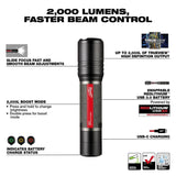 Milwaukee 2162-21 REDLITHIUM USB 2,000 Lumen Slide Focus Flashlight - 2