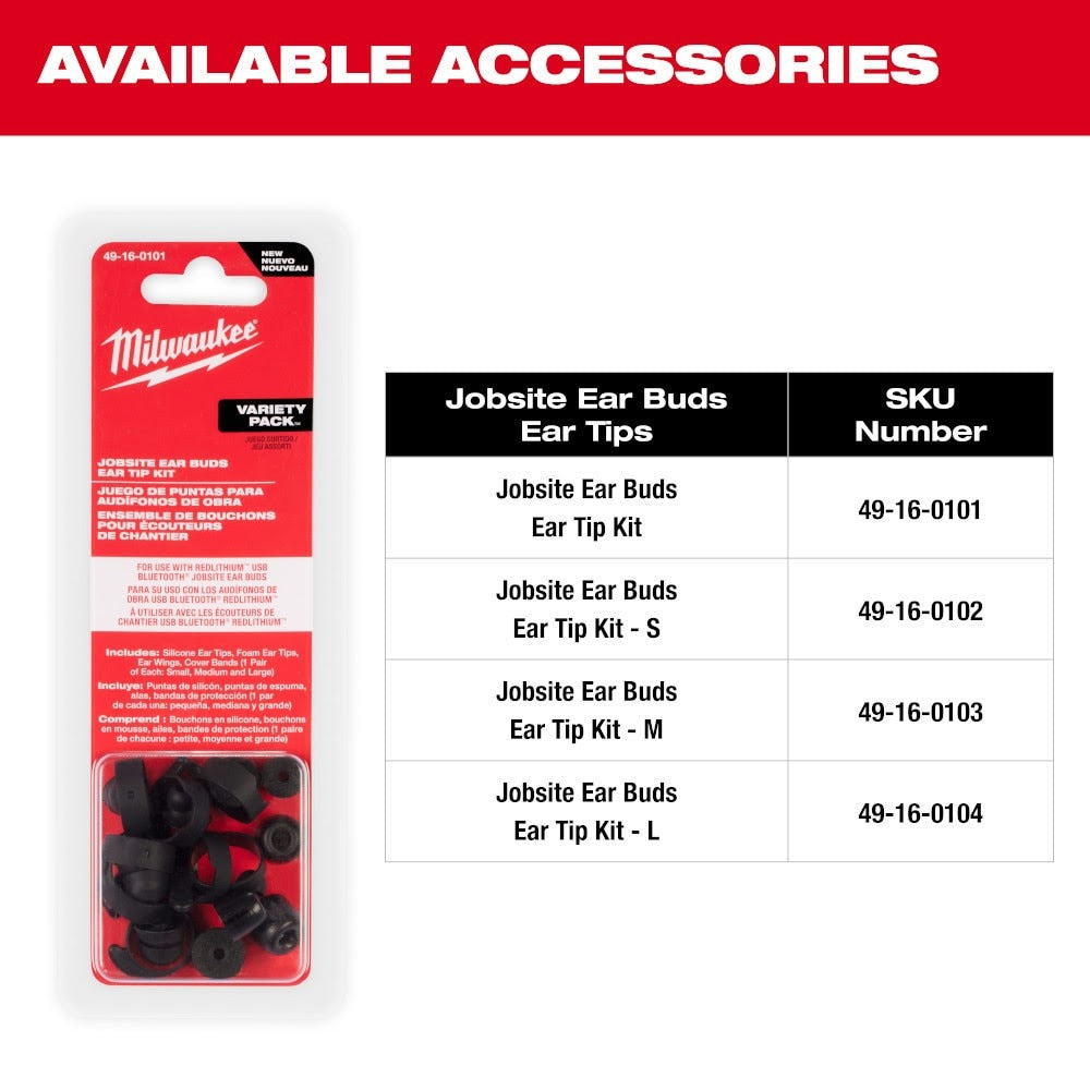 Milwaukee 2191-21 REDLITHIUM USB Bluetooth Jobsite Ear Buds - 10