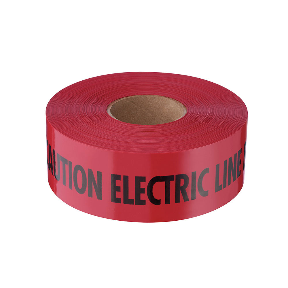 Empire Level 22-126 3" X 1000' Red Stretch Non-Detectable Tape "Electric Line Buried Below" - 2