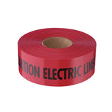 Empire Level 22-126 3" X 1000' Red Stretch Non-Detectable Tape "Electric Line Buried Below" - 2