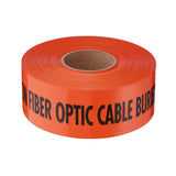 Empire Level 22-435 3" X 1000' Orange Stretch Non-Detectable Tape "Fiber Optic Cable Buried Below" - 2