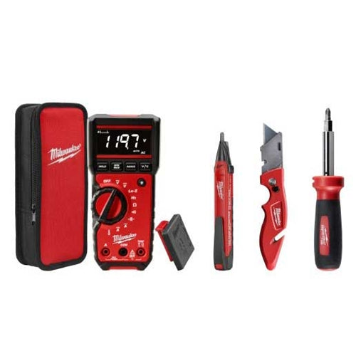 Milwaukee 2220-20 Electrical Combo Kit - Multimeter, Voltage Detector, Utility Knife, 11 in 1 Screwdriver